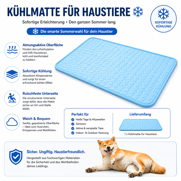 Kühlmatte für Hunde, selbstkühlend