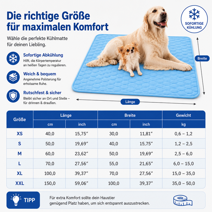 Kühlmatte für Hunde, selbstkühlend