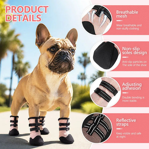 Hundeschuhe rutschfest atmungsaktiv in Pink und Grau
