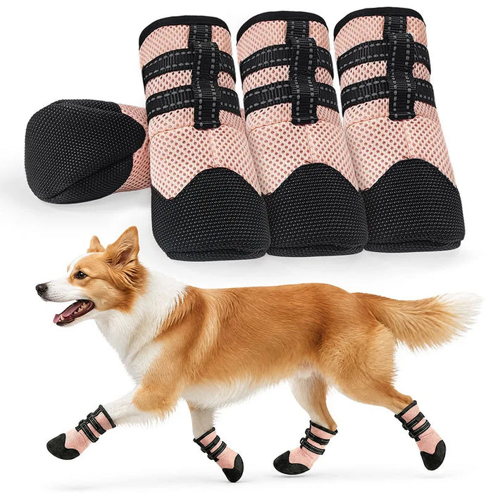Hundeschuhe rutschfest atmungsaktiv in Pink und Grau