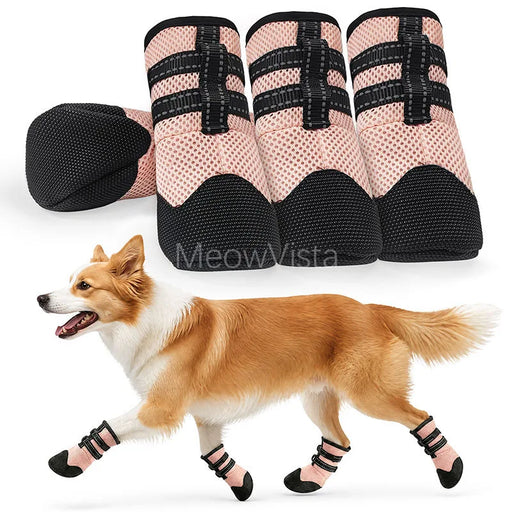 Hundeschuhe rutschfest atmungsaktiv in Pink und Grau