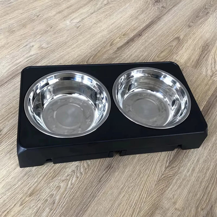 Erhöhter Napfständer mit zwei Edelstahlnäpfen für Hunde